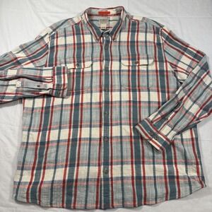 FLANNEL SHIRT SLIGHTLY FITTED L.L.Bean Mens XXL Red White Plaid Outdoor‎